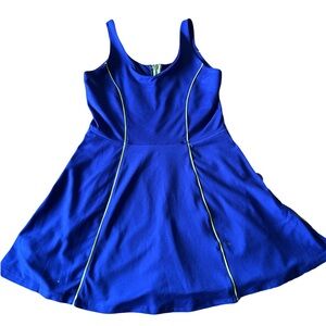 ATHLETA Performance Golf Tennis Dress Purple Blue Yellow Zip Mini Lined, Sz:L